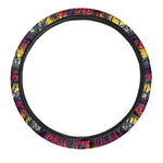 Sunset Hibiscus Palm Tree Pattern Print Car Steering Wheel Cover