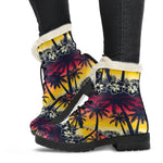 Sunset Hibiscus Palm Tree Pattern Print Comfy Boots GearFrost