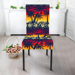 Sunset Hibiscus Palm Tree Pattern Print Dining Chair Slipcover