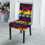 Sunset Hibiscus Palm Tree Pattern Print Dining Chair Slipcover