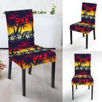 Sunset Hibiscus Palm Tree Pattern Print Dining Chair Slipcover