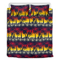 Sunset Hibiscus Palm Tree Pattern Print Duvet Cover Bedding Set