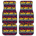 Sunset Hibiscus Palm Tree Pattern Print Front and Back Car Floor Mats