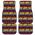 Sunset Hibiscus Palm Tree Pattern Print Front and Back Car Floor Mats