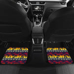 Sunset Hibiscus Palm Tree Pattern Print Front and Back Car Floor Mats