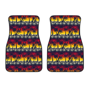 Sunset Hibiscus Palm Tree Pattern Print Front Car Floor Mats