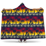Sunset Hibiscus Palm Tree Pattern Print Hooded Blanket