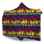 Sunset Hibiscus Palm Tree Pattern Print Hooded Blanket