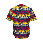 Sunset Hibiscus Palm Tree Pattern Print Men's Baseball Jersey