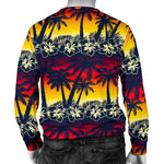 Sunset Hibiscus Palm Tree Pattern Print Men's Crewneck Sweatshirt GearFrost