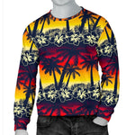 Sunset Hibiscus Palm Tree Pattern Print Men's Crewneck Sweatshirt GearFrost