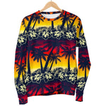 Sunset Hibiscus Palm Tree Pattern Print Men's Crewneck Sweatshirt GearFrost