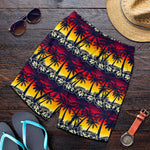 Sunset Hibiscus Palm Tree Pattern Print Men's Shorts