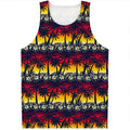 Sunset Hibiscus Palm Tree Pattern Print Men's Tank Top