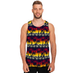 Sunset Hibiscus Palm Tree Pattern Print Men's Tank Top