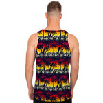 Sunset Hibiscus Palm Tree Pattern Print Men's Tank Top