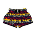 Sunset Hibiscus Palm Tree Pattern Print Muay Thai Boxing Shorts