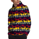 Sunset Hibiscus Palm Tree Pattern Print Pullover Hoodie