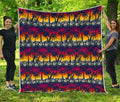 Sunset Hibiscus Palm Tree Pattern Print Quilt