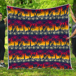 Sunset Hibiscus Palm Tree Pattern Print Quilt
