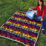 Sunset Hibiscus Palm Tree Pattern Print Quilt