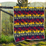 Sunset Hibiscus Palm Tree Pattern Print Quilt