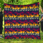 Sunset Hibiscus Palm Tree Pattern Print Quilt