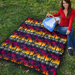 Sunset Hibiscus Palm Tree Pattern Print Quilt