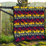 Sunset Hibiscus Palm Tree Pattern Print Quilt