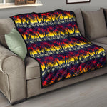 Sunset Hibiscus Palm Tree Pattern Print Quilt