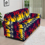 Sunset Hibiscus Palm Tree Pattern Print Sofa Cover