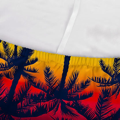 Sunset Hibiscus Palm Tree Pattern Print Sofa Cover