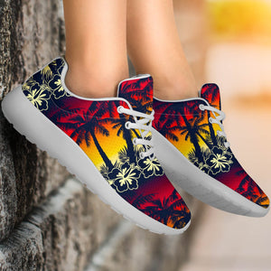 Sunset Hibiscus Palm Tree Pattern Print Sport Shoes GearFrost