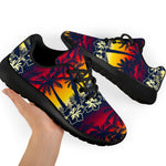 Sunset Hibiscus Palm Tree Pattern Print Sport Shoes GearFrost