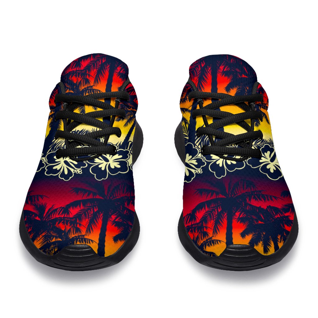 Sunset Hibiscus Palm Tree Pattern Print Sport Shoes GearFrost