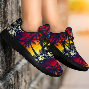 Sunset Hibiscus Palm Tree Pattern Print Sport Shoes GearFrost