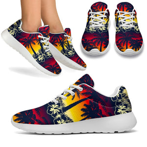 Sunset Hibiscus Palm Tree Pattern Print Sport Shoes GearFrost