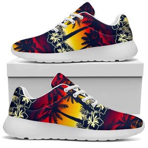 Sunset Hibiscus Palm Tree Pattern Print Sport Shoes GearFrost