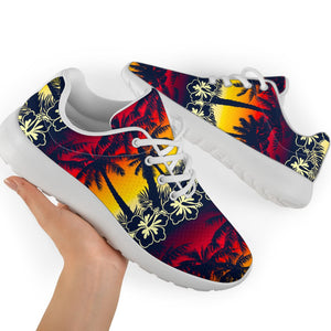 Sunset Hibiscus Palm Tree Pattern Print Sport Shoes GearFrost