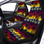 Sunset Hibiscus Palm Tree Pattern Print Universal Fit Car Seat Covers