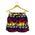 Sunset Hibiscus Palm Tree Pattern Print Women's Shorts