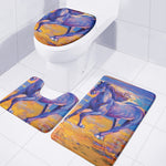Sunset Horse Painting Print 3 Piece Bath Mat Set