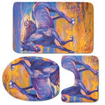 Sunset Horse Painting Print 3 Piece Bath Mat Set