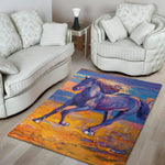 Sunset Horse Painting Print Area Rug