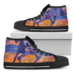 Sunset Horse Painting Print Black High Top Shoes