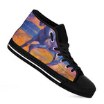 Sunset Horse Painting Print Black High Top Shoes