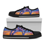 Sunset Horse Painting Print Black Low Top Shoes 