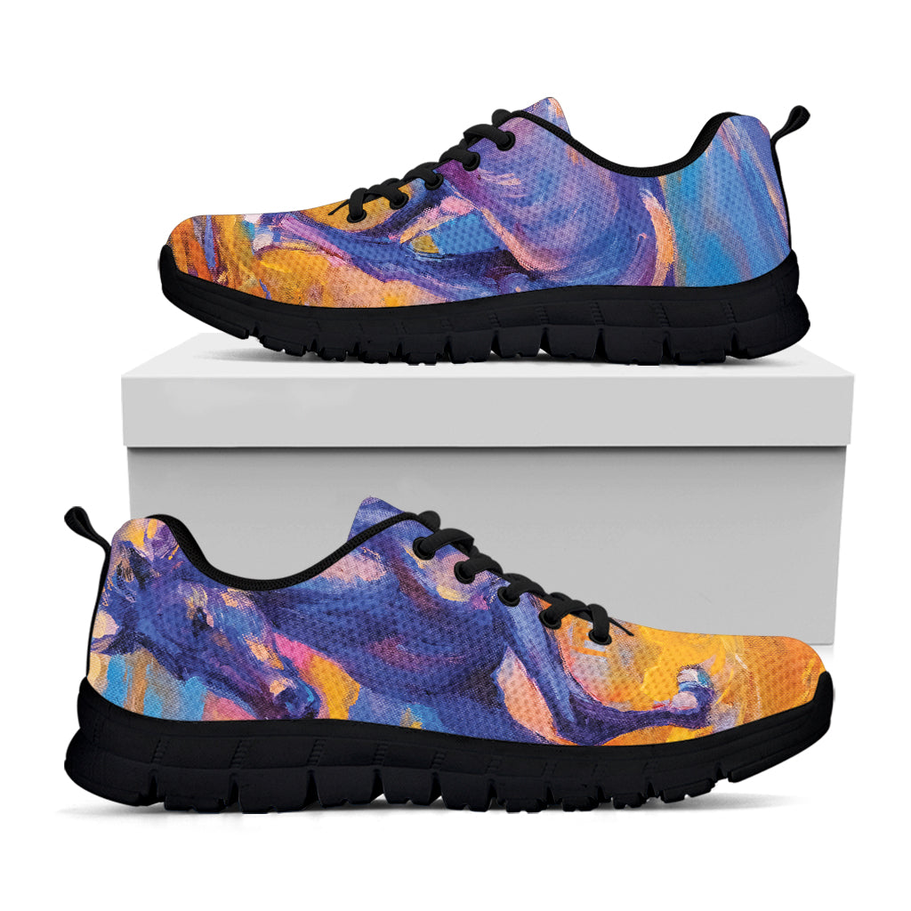 Sunset Horse Painting Print Black Sneakers