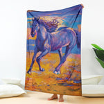 Sunset Horse Painting Print Blanket