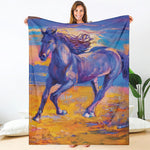 Sunset Horse Painting Print Blanket
